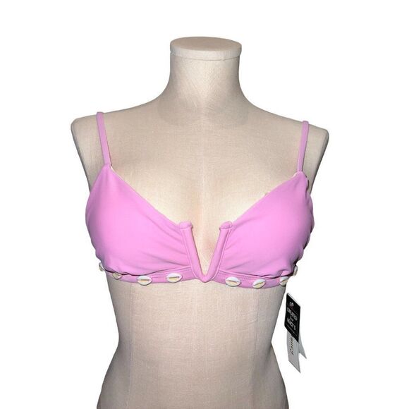 Hula Honey Juniors Shell-Trim Bikini Top Lilac Chiffon Medium NWT - Picture 2 of 8